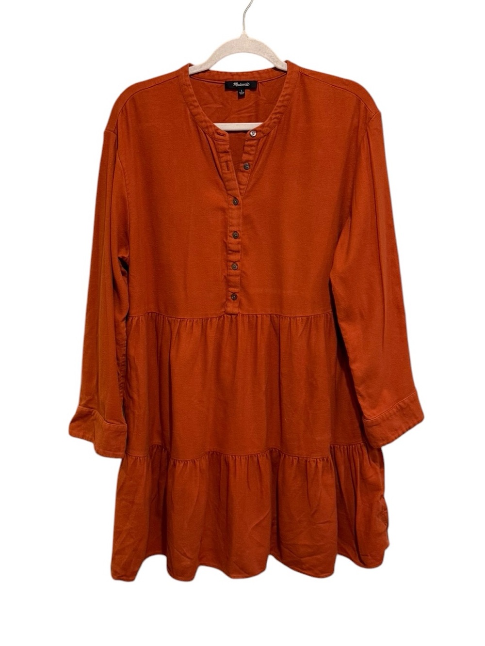 Madewell Classic Burnt Orange Tiered Button-Front Dress - Size L - Welcome Fall!